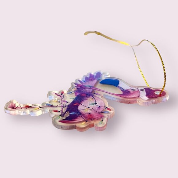 Festive Pink Flamingo Pendant Ornament - Perfect for Car, Wallet, Backpack - Picture 3 of 4